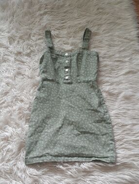 No Boundaries Sage Green Floral Mini Dress with Button Front Size Small